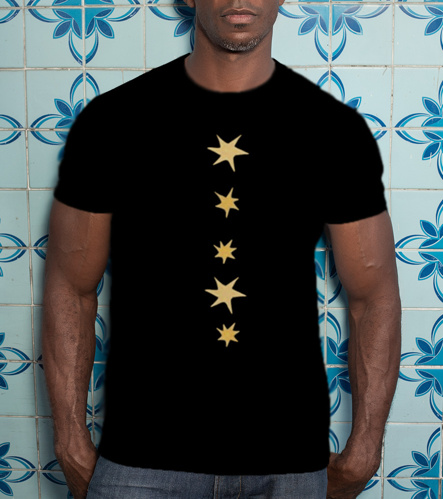 Lor2mg Starry Gold Stars Vertical Alignment T-Shirt