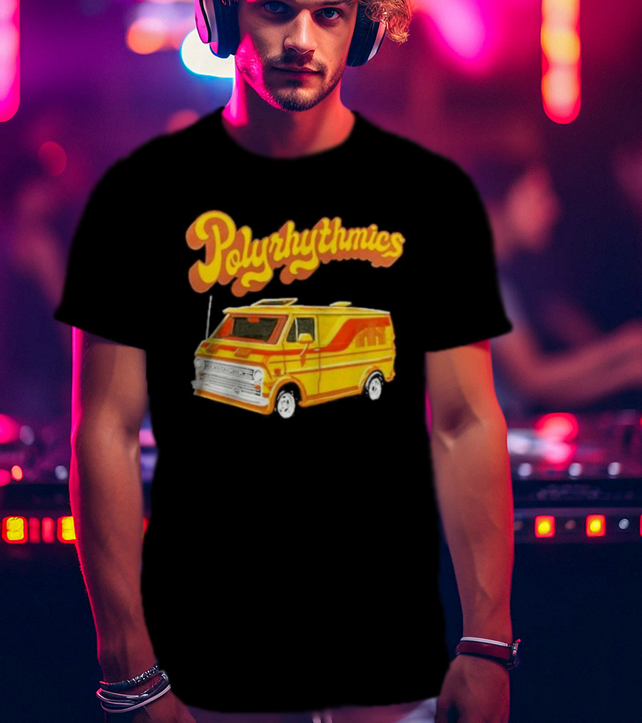 Polyrhythmics Bright Yellow Van With Retro Red Stripes T-Shirt