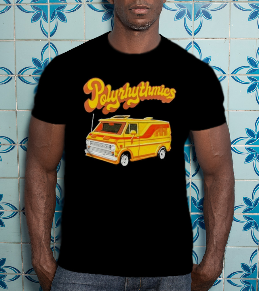 Polyrhythmics Bright Yellow Van With Retro Red Stripes T-Shirt