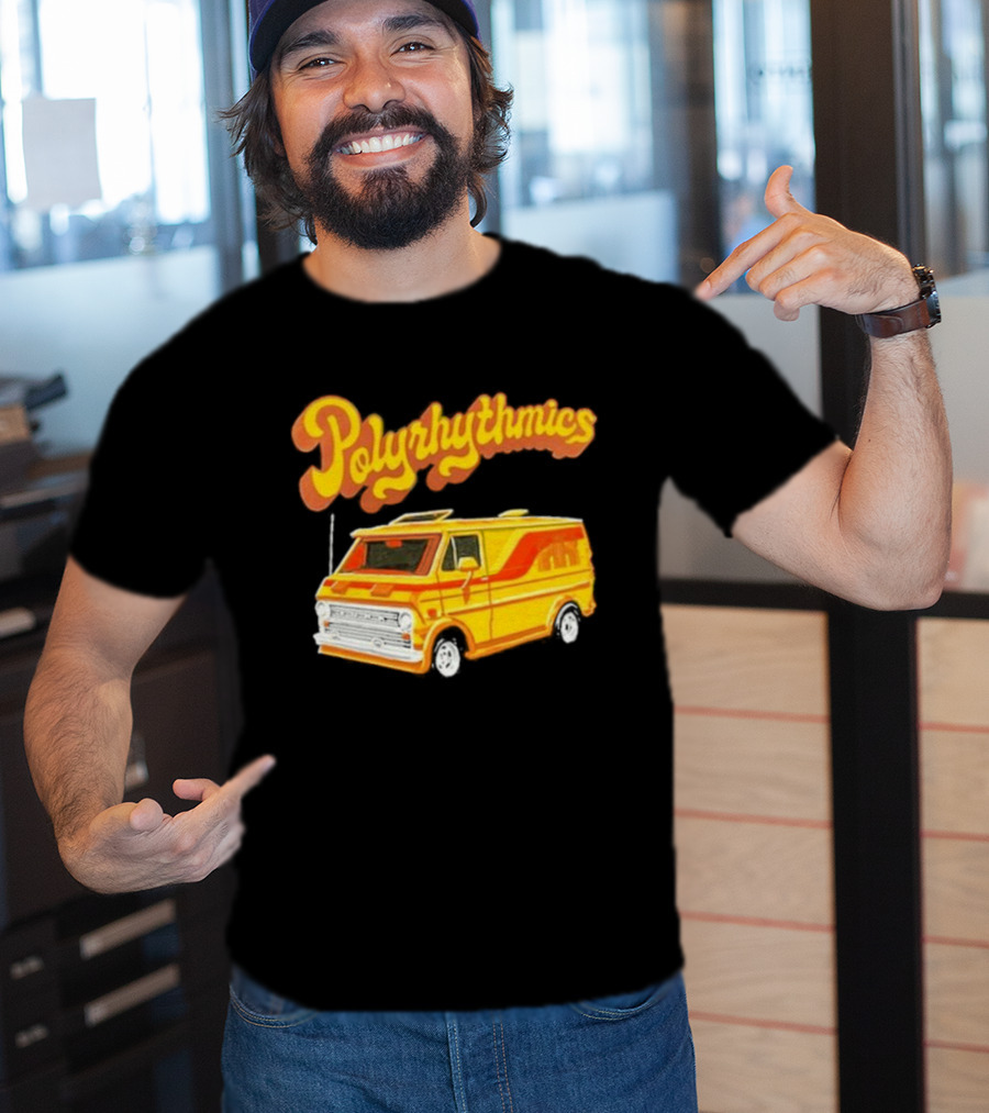 Polyrhythmics Bright Yellow Van With Retro Red Stripes T-Shirt