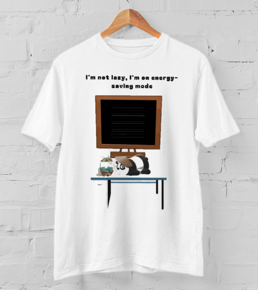 I’m Not Lazy I’m On Energy Saving Mode Cat Relaxing By Television T-Shirt