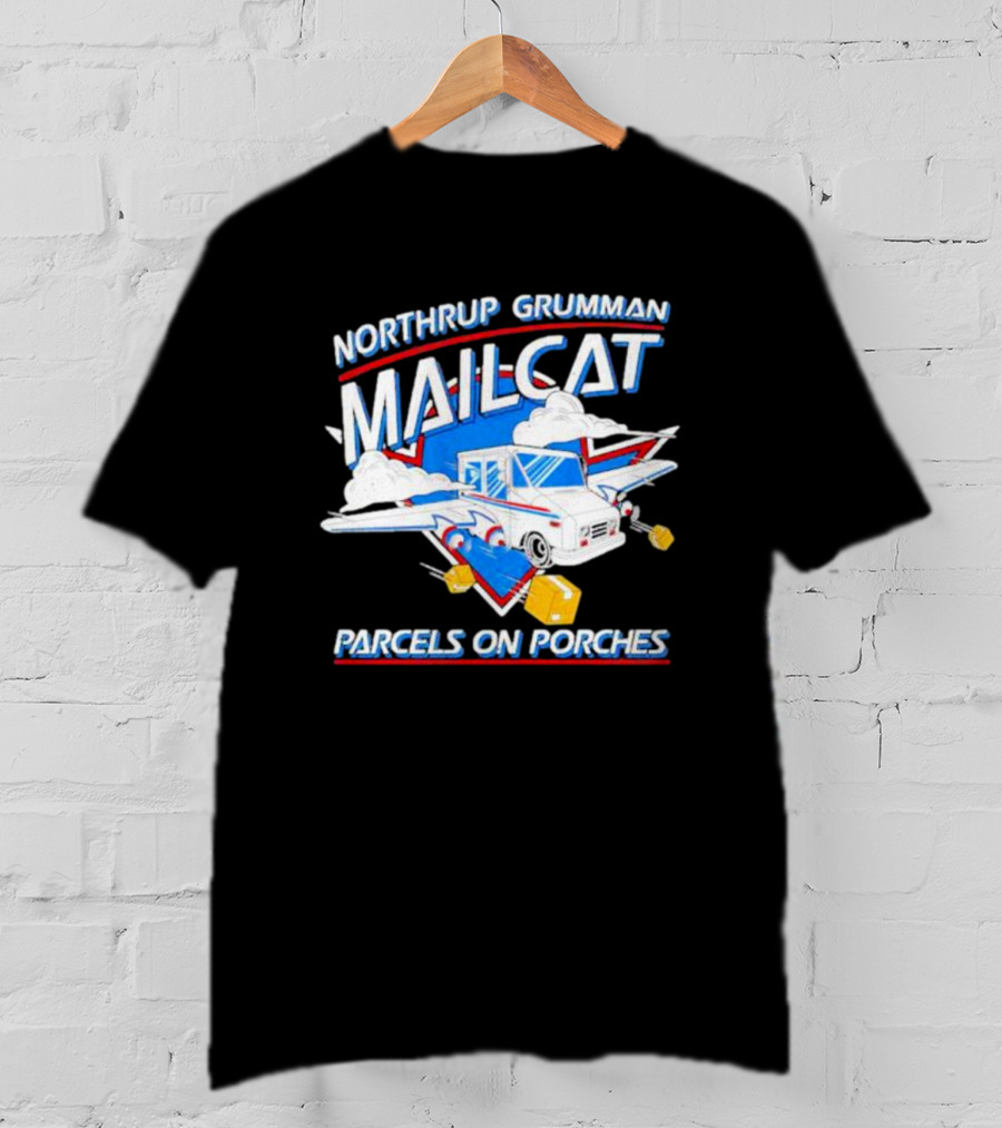 Northrup Grumman Mailcat Parcels On Porches Delivery Truck Clouds T-Shirt