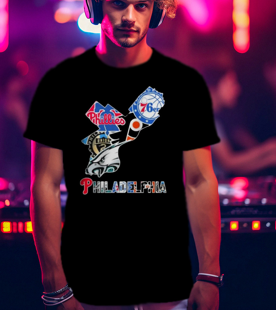 Philadelphia Eagles Phillies 76ers Union Flyers T-Shirt