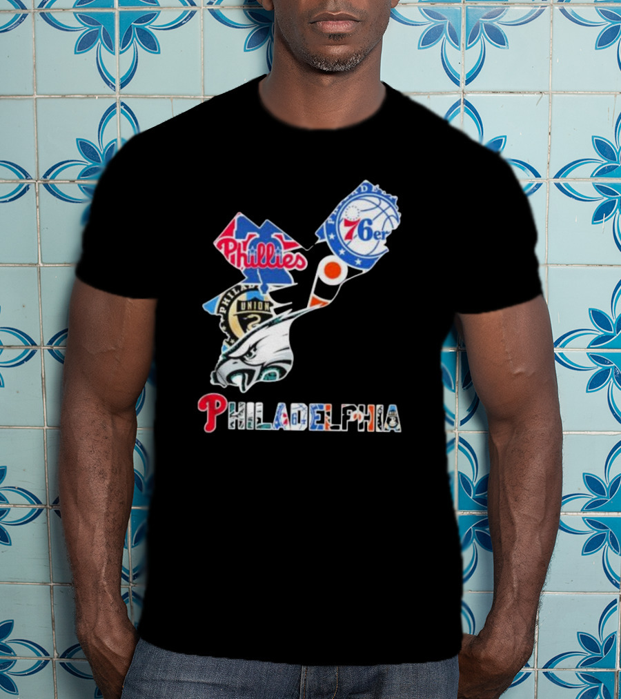 Philadelphia Eagles Phillies 76ers Union Flyers T-Shirt