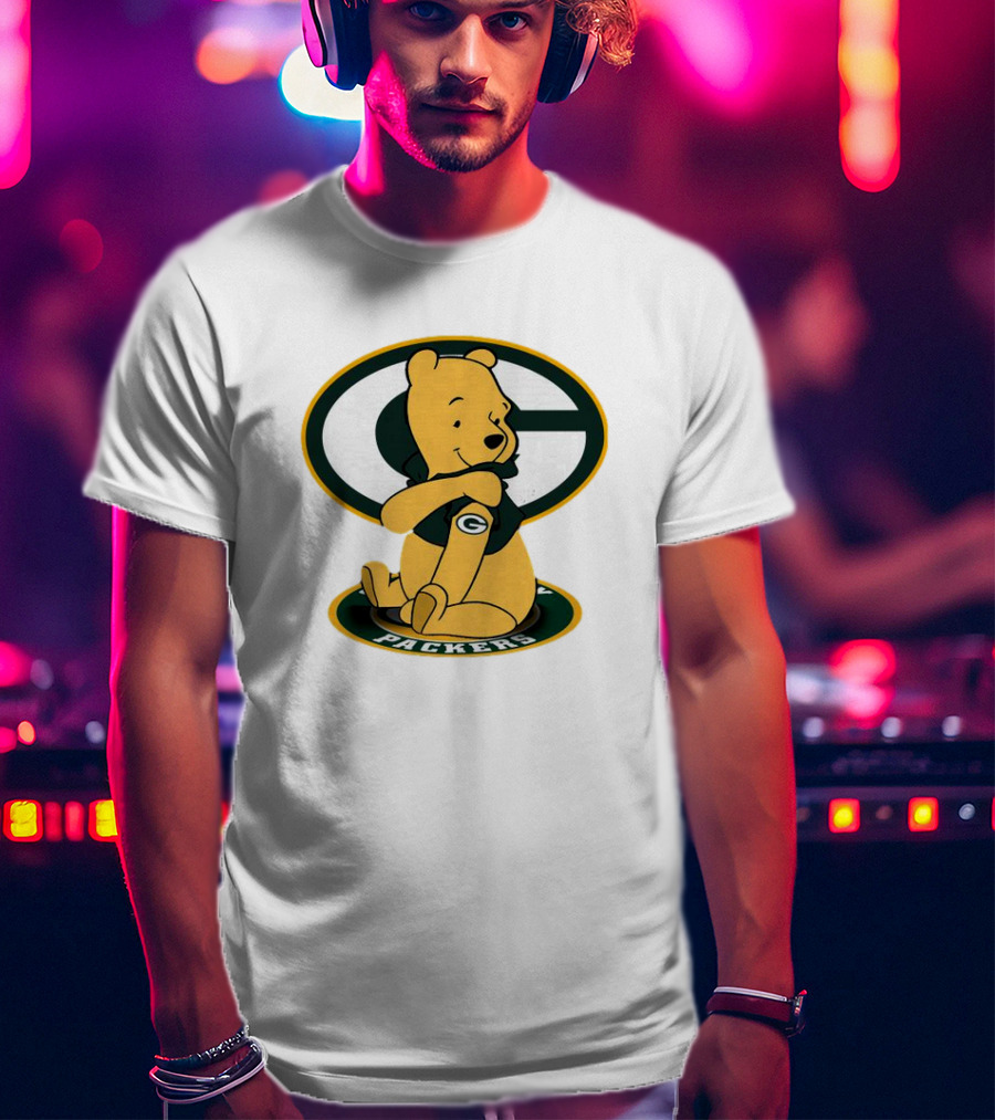 Pooh Green Bay Packers Logo Tattoo T-Shirt
