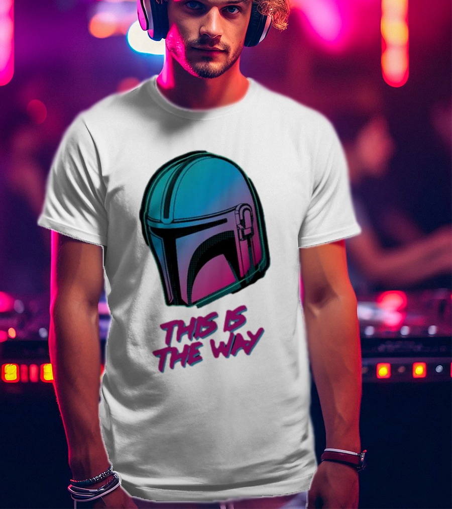 Star Wars The Mandalorian Helmet This Is The Way Neon T-Shirt