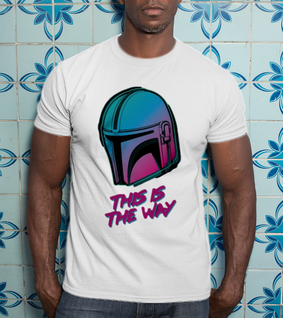 Star Wars The Mandalorian Helmet This Is The Way Neon T-Shirt