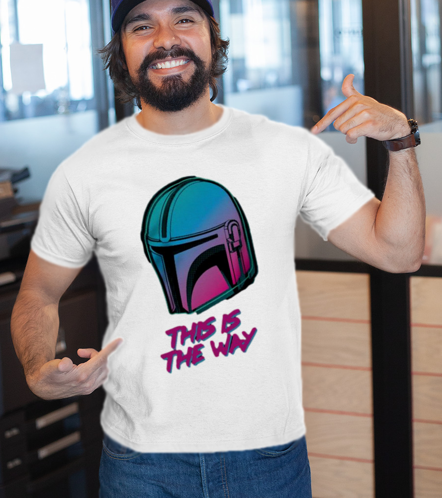 Star Wars The Mandalorian Helmet This Is The Way Neon T-Shirt