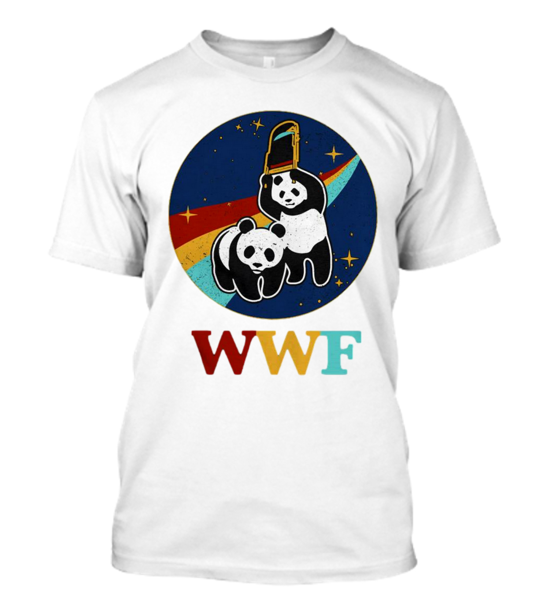 WWF Panda Bear Wrestling NASA Astronauts Space T-Shirt