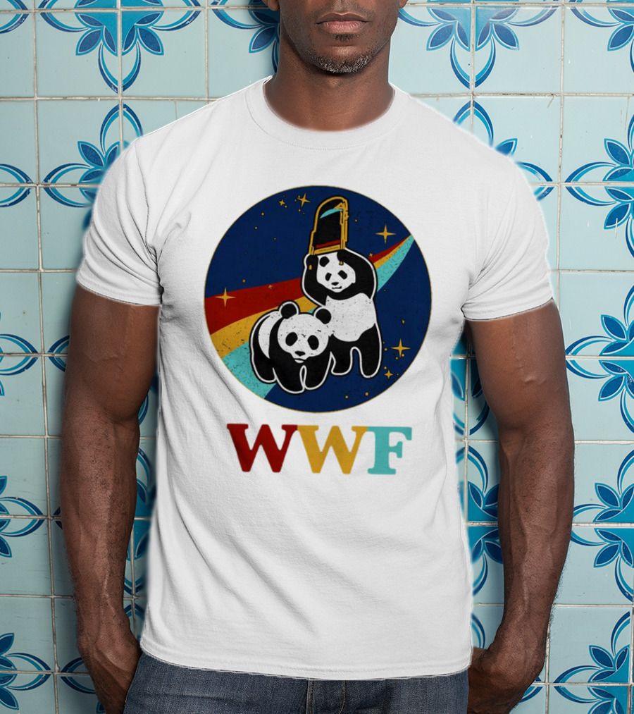 WWF Panda Bear Wrestling NASA Astronauts Space T-Shirt