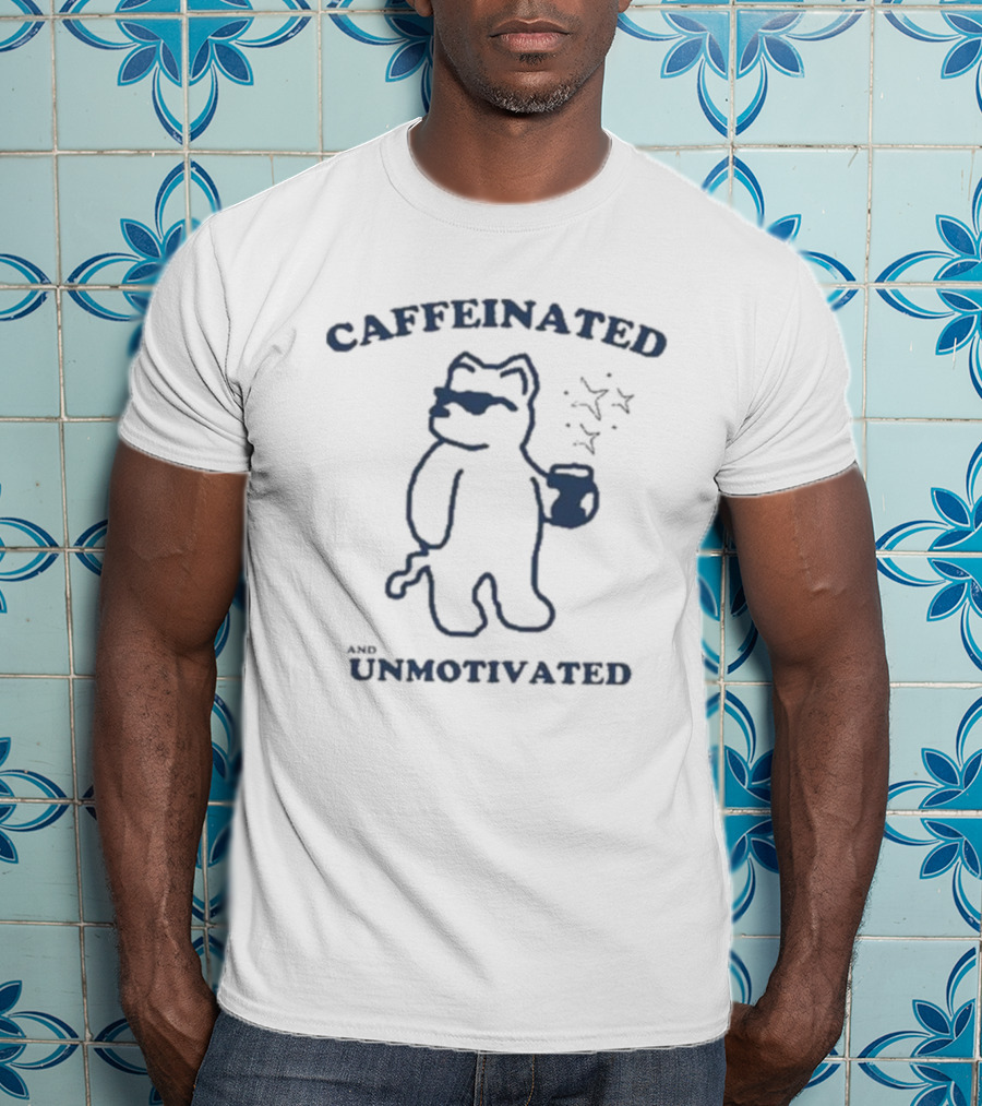 Caffeinated And Unmotivated Bear With Coffee Mug And Sunglasses T-Shirt