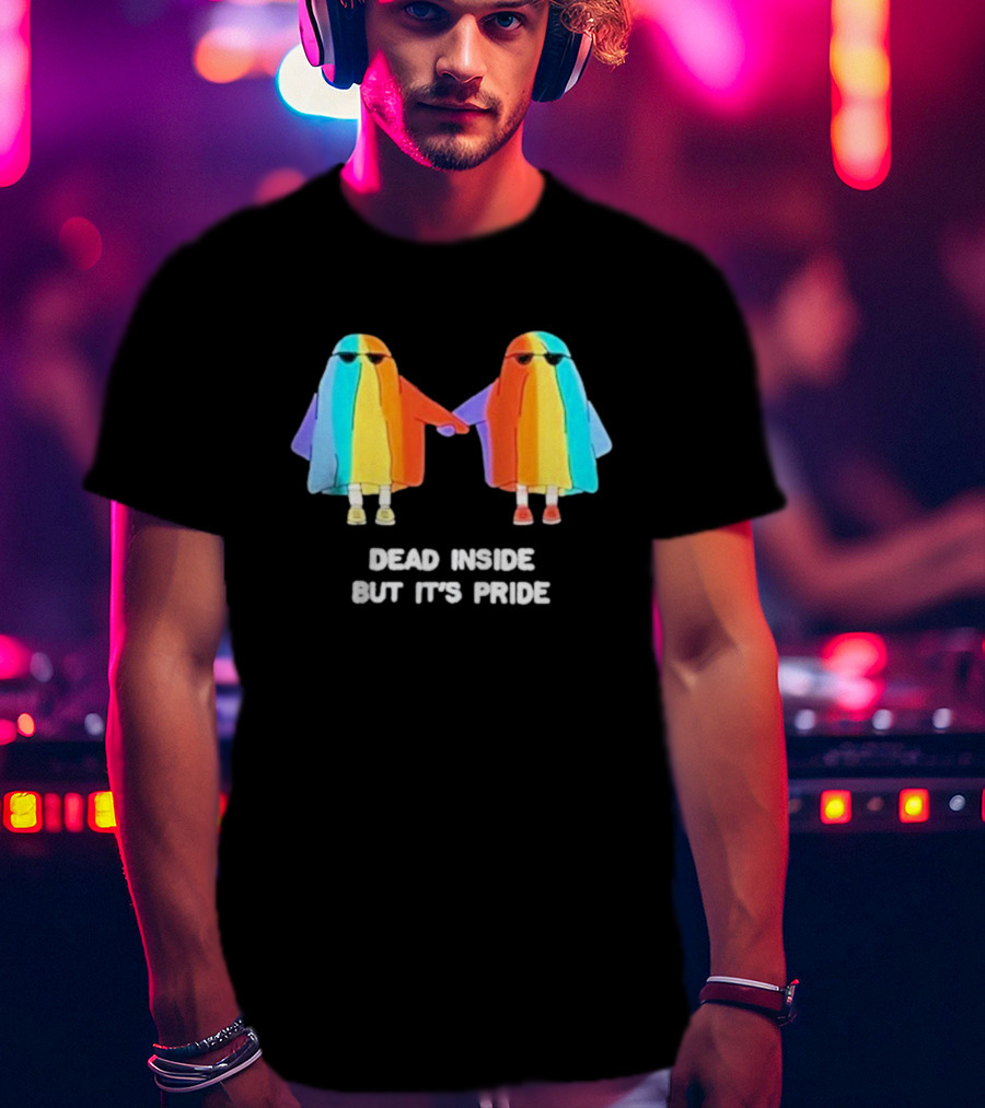 Dead Inside But It’s Rainbow Pride Ghosts Holding Hands T-Shirt