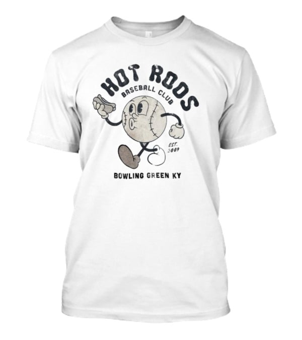 Hot Rods Baseball Club Bowling Green KY Est 2009 Vintage Cartoon Baseball Character T-Shirt