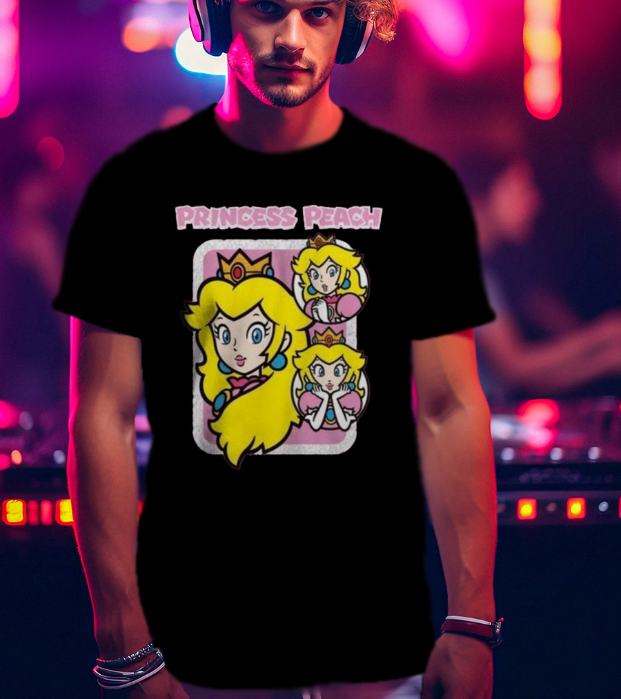 Princess Peach Glitter Super Mario T-Shirt