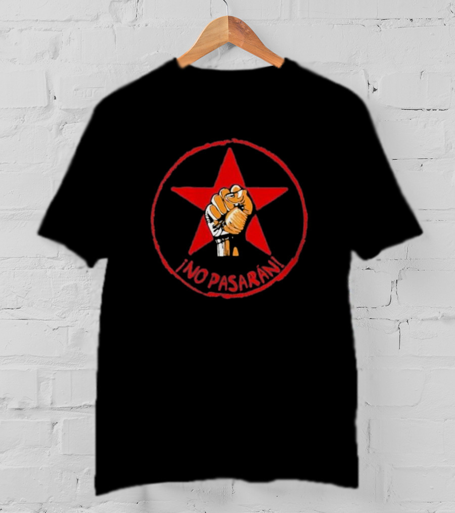 No Pasaran Red Star Fist Symbol Spanish Civil War T-Shirt