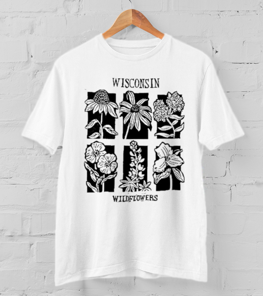 Wisconsin Wildflowers Sunflower Coneflower Milkweed Marigold Lupine Iris T-Shirt