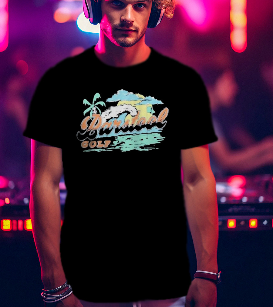 Golf Beach Wave Palm Tree Ocean Sunset T-Shirt