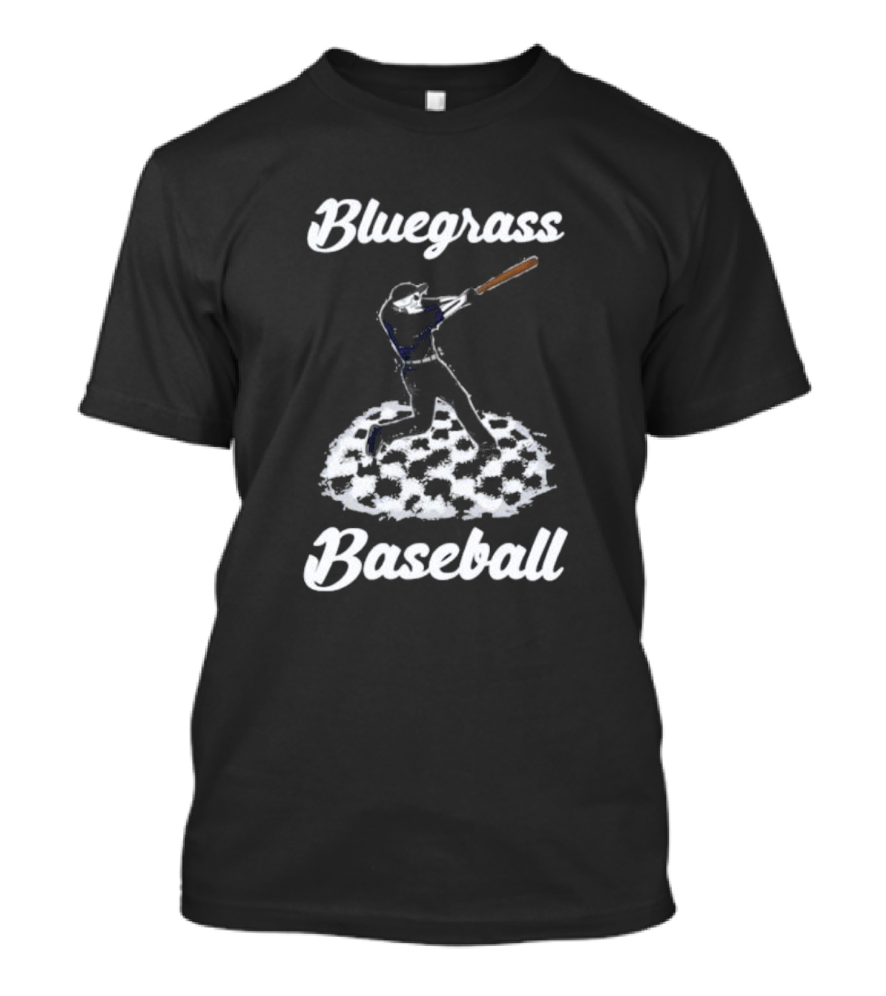 Bluegrass Baseball Skeleton Player Batting On Checkered Field T-Shirt