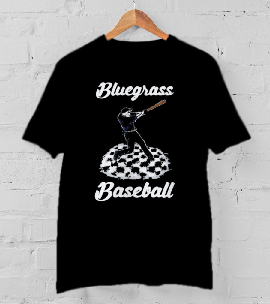 Bluegrass Baseball Skeleton Player Batting On Checkered Field T-Shirt