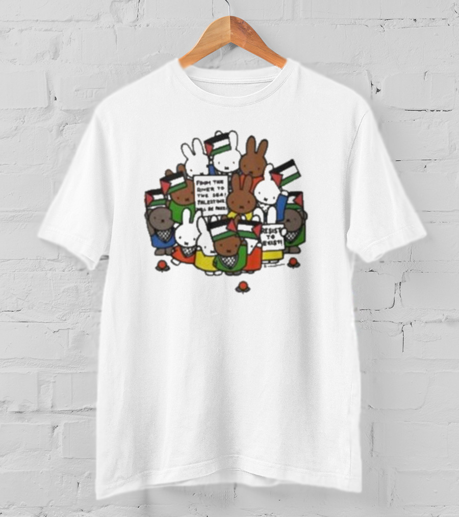 Freedom Fighting Bunnies With Flags And Colorful Outfits T-Shirt