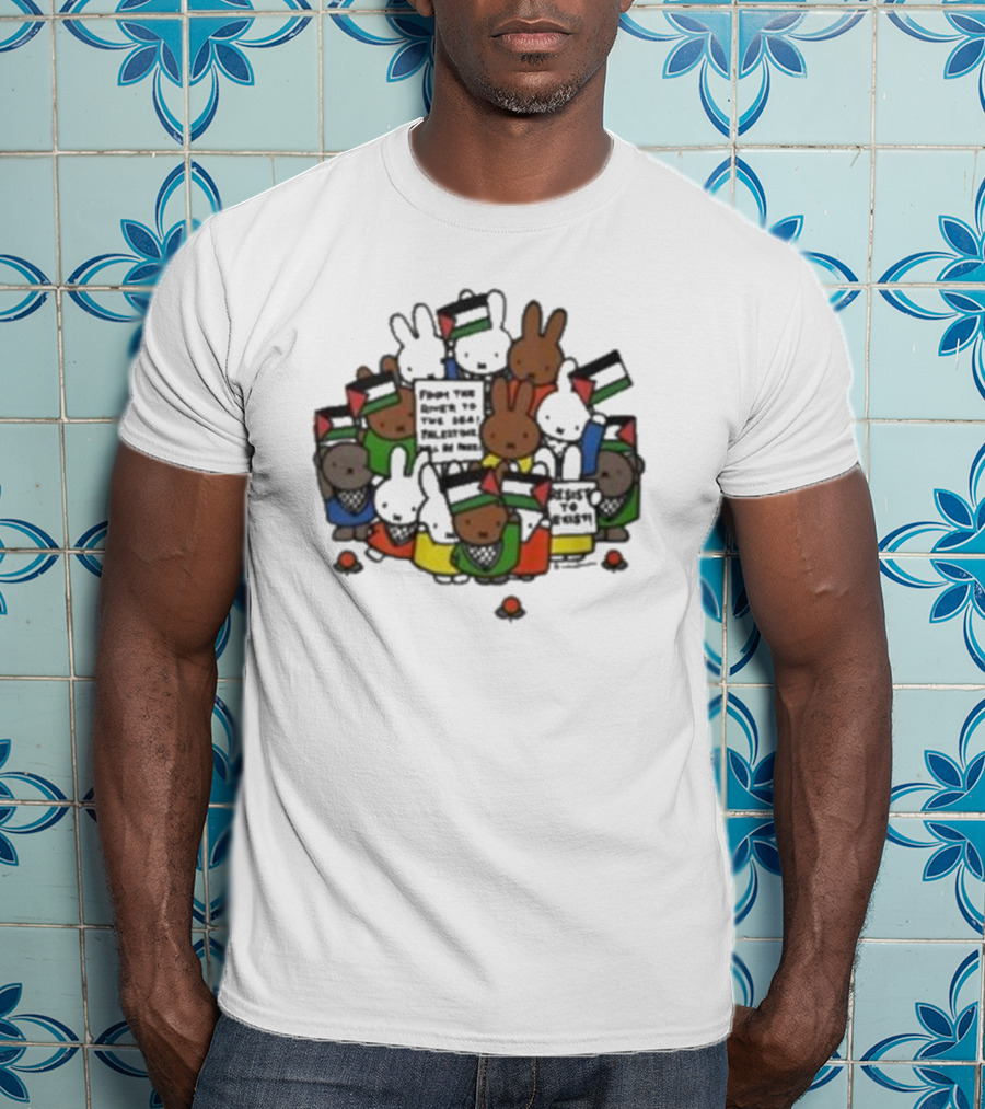 Freedom Fighting Bunnies With Flags And Colorful Outfits T-Shirt
