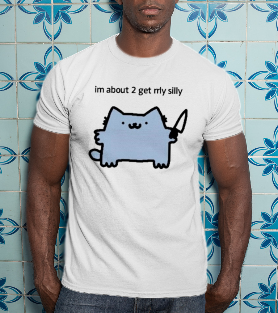 Im About 2 Get Rlly Silly Cat Holding Knife Cute Meme T-Shirt