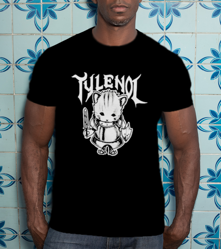 Tylenol Knight Cat Holding Sword And Shield By K45ink T-Shirt