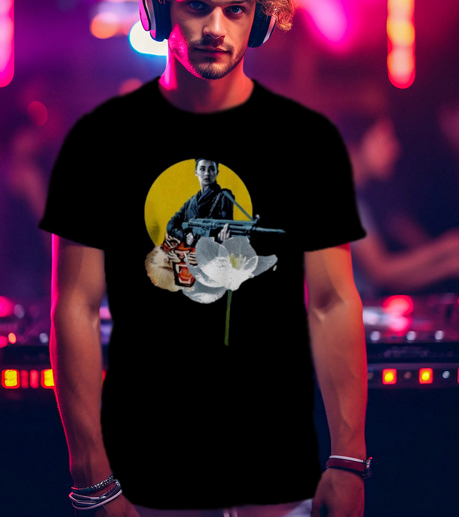 Osd 277 The Arms Of A Warrior With Tiger Flower Emblem T-Shirt