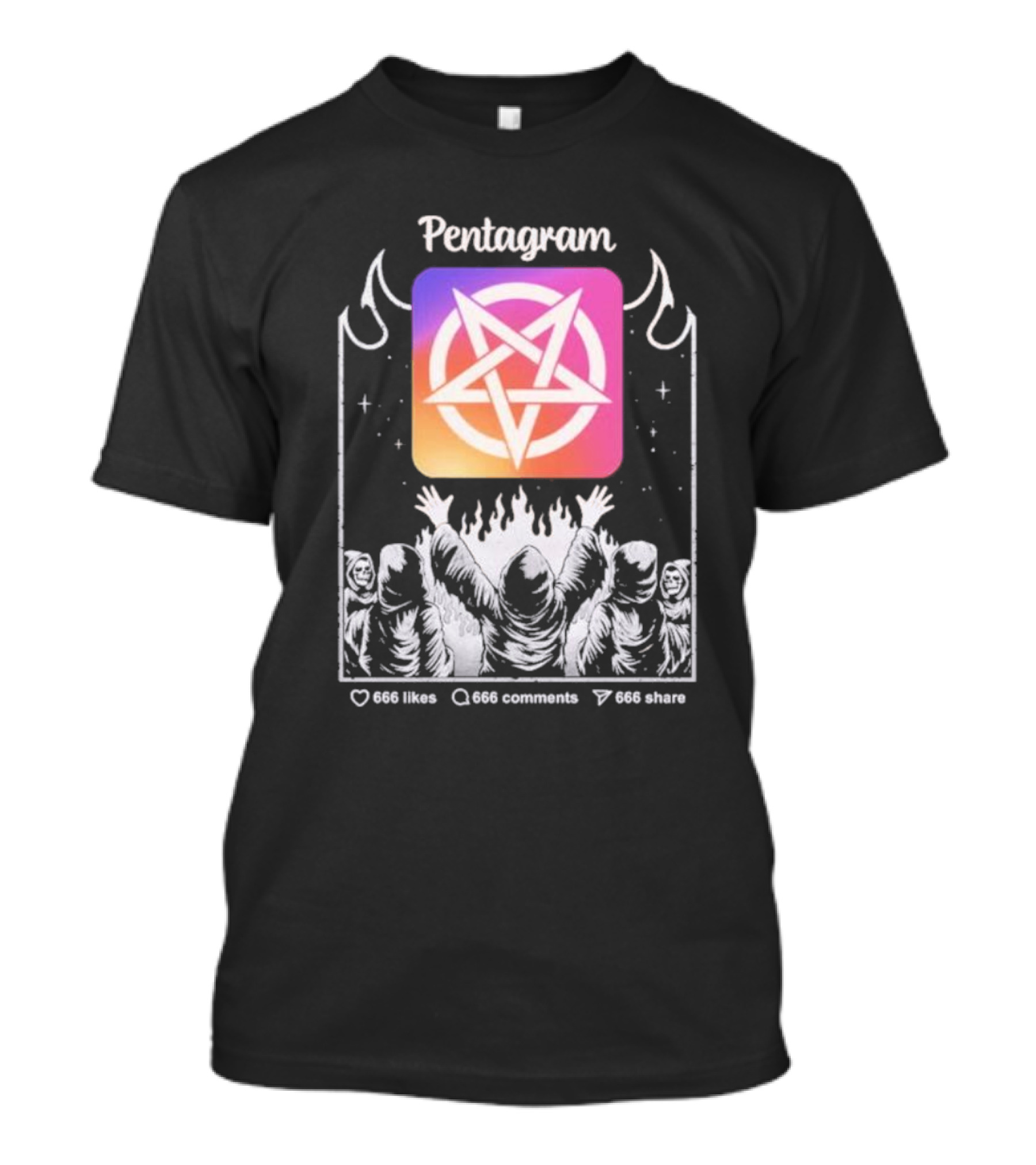 Pentagram Vol 2 666 Likes 666 Comments 666 Share Hoodie Circle Icon Ritual T-Shirt