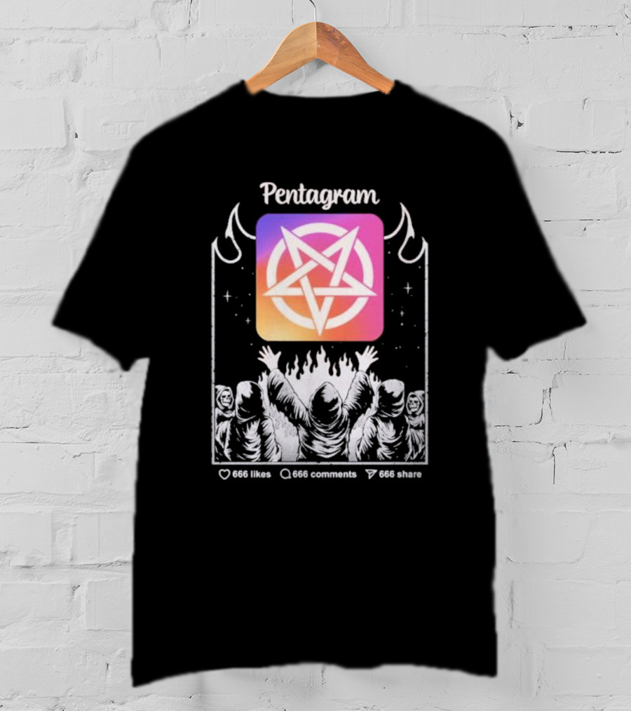 Pentagram Vol 2 666 Likes 666 Comments 666 Share Hoodie Circle Icon Ritual T-Shirt