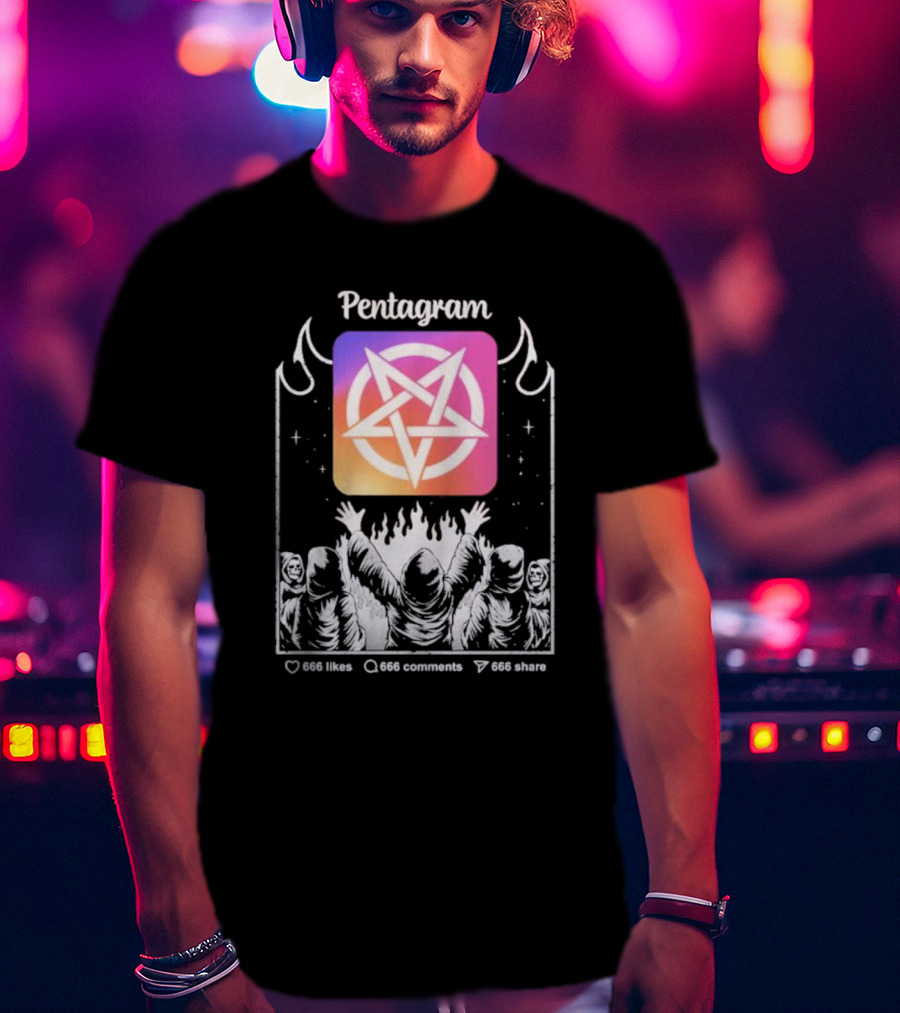 Pentagram Vol 2 666 Likes 666 Comments 666 Share Hoodie Circle Icon Ritual T-Shirt