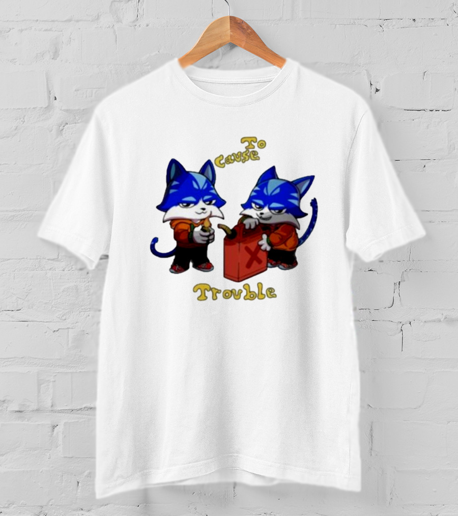 Toshi Base Here To Cause Trouble Mischievous Blue Cats With Gasoline Canister T-Shirt