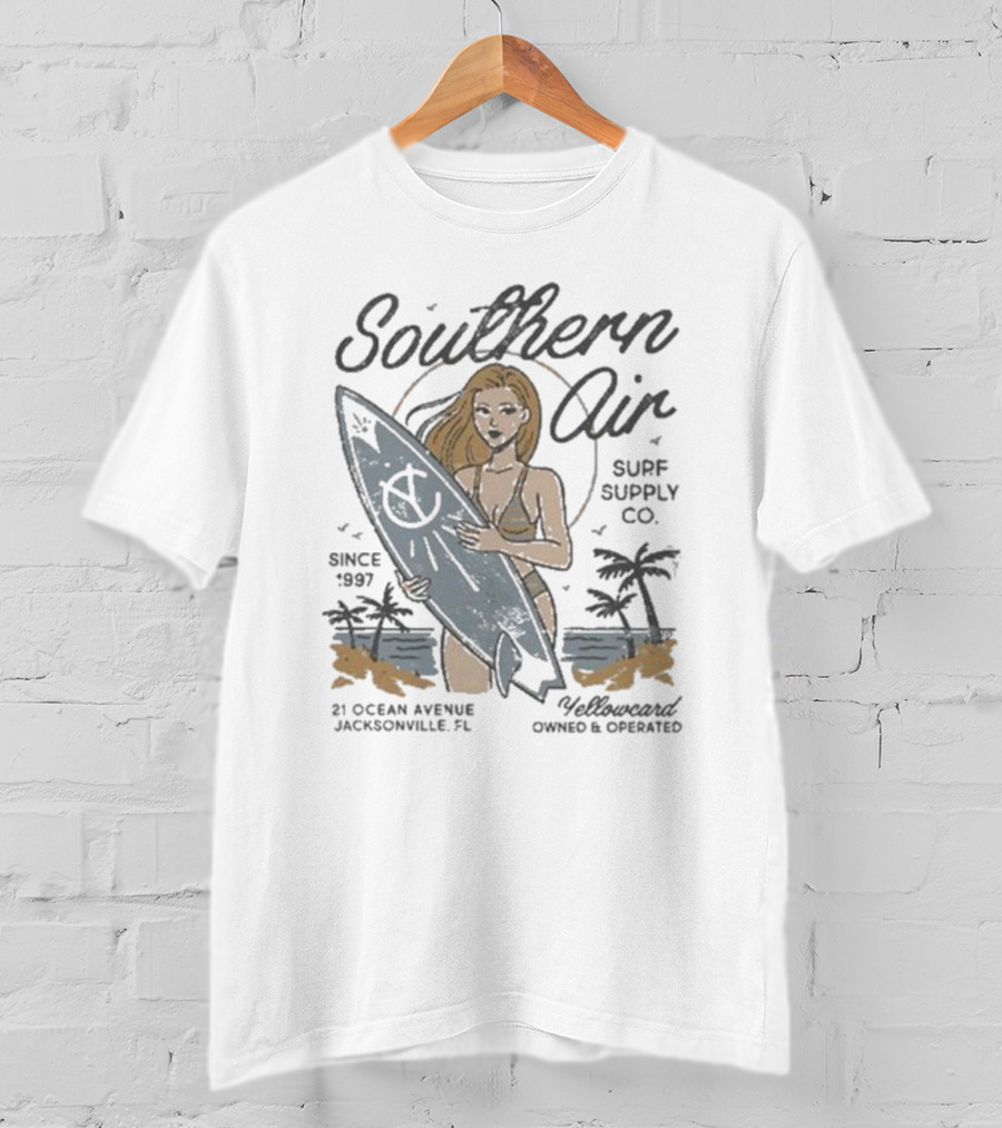 Southern Air Surf Supply Co Yellowcard Band 21 Ocean Avenue Jacksonville FL Since 1997 T-Shirt