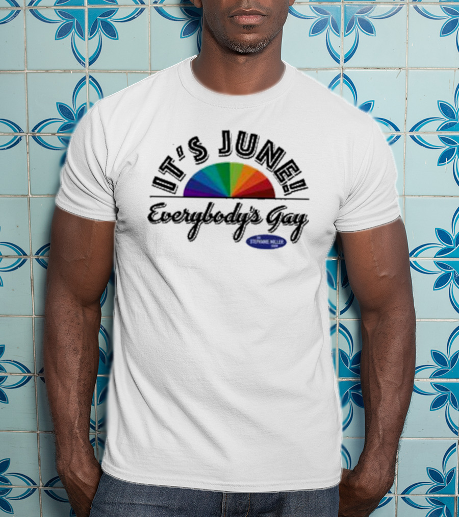 IT'S JUNE Everybody's Gay Stephanie Miller Rainbow T-Shirt