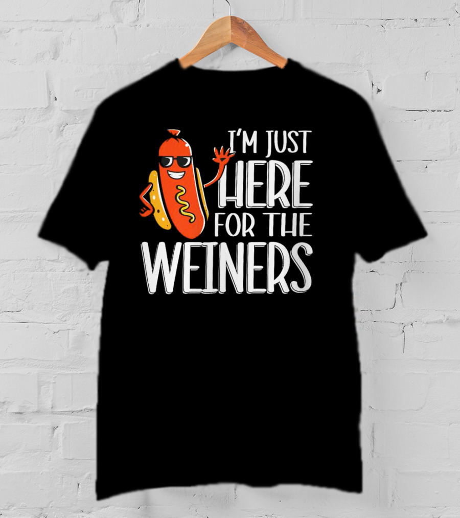 I'm Just Here For The Wieners Sausage Wearing Sunglasses T-Shirt