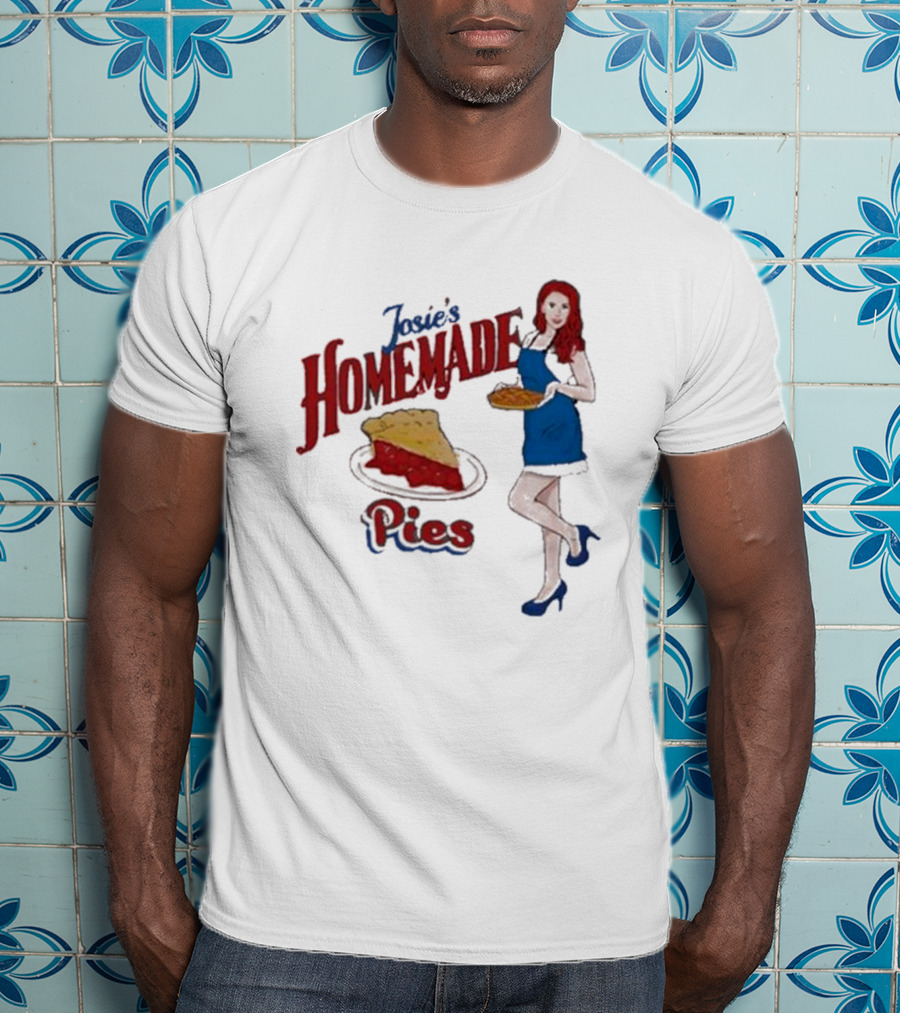 Josie’s Homemade Pies Woman With Cherry Pie And Blue Dress T-Shirt
