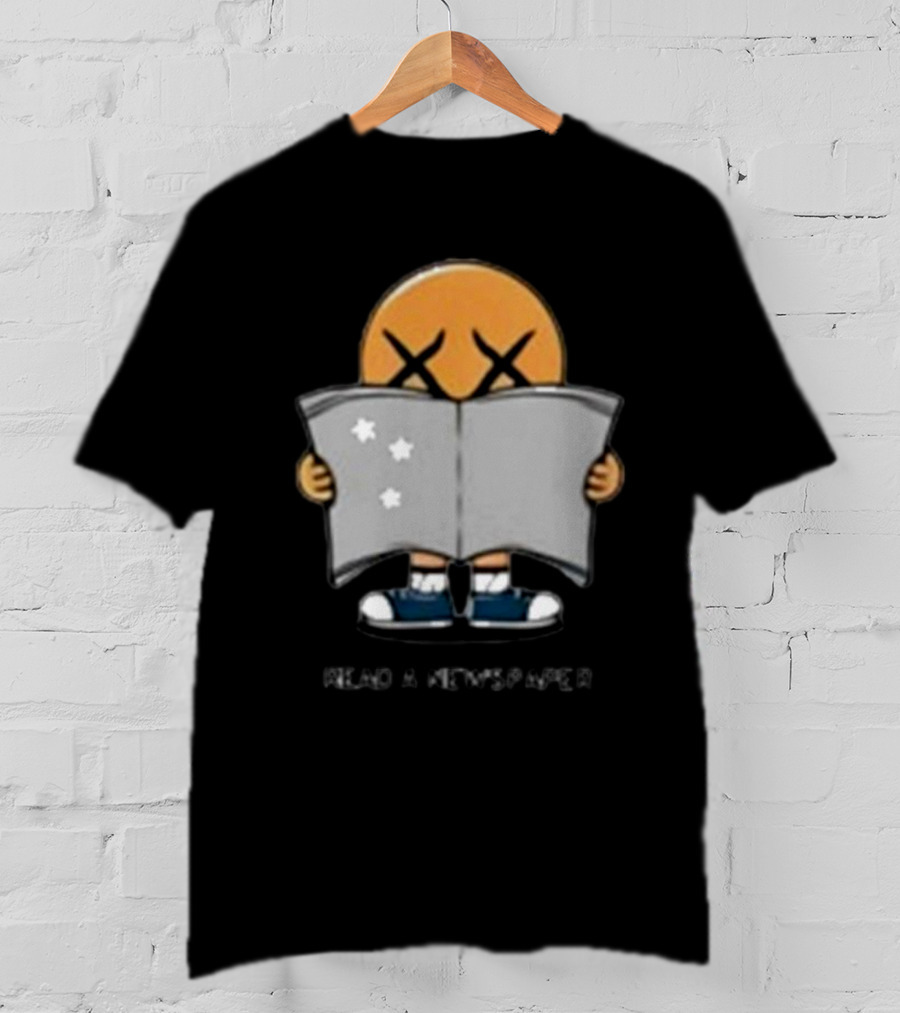 Read A Newspaper Character With Crossed Eye Symbol And Stars T-Shirt