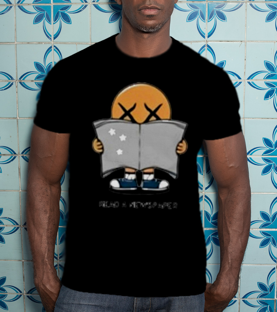Read A Newspaper Character With Crossed Eye Symbol And Stars T-Shirt