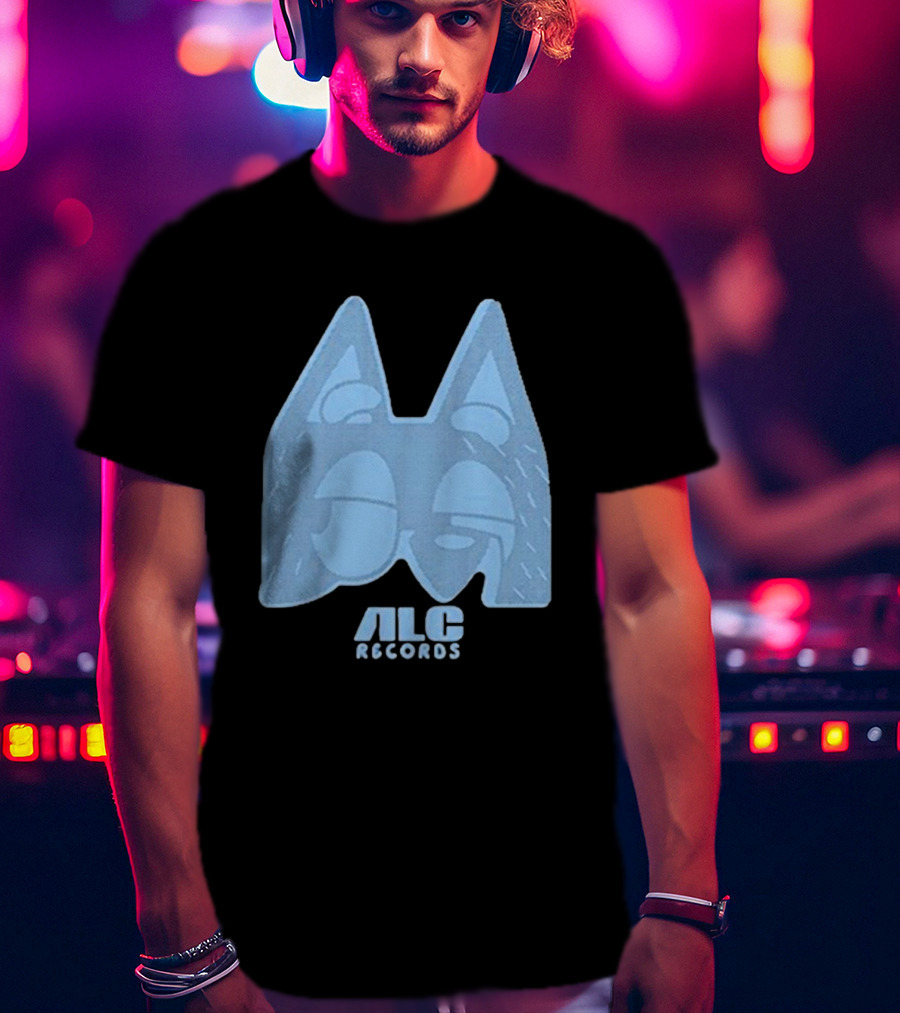 ALC Records Store Blue Cartoon Face Seasons Change T-Shirt