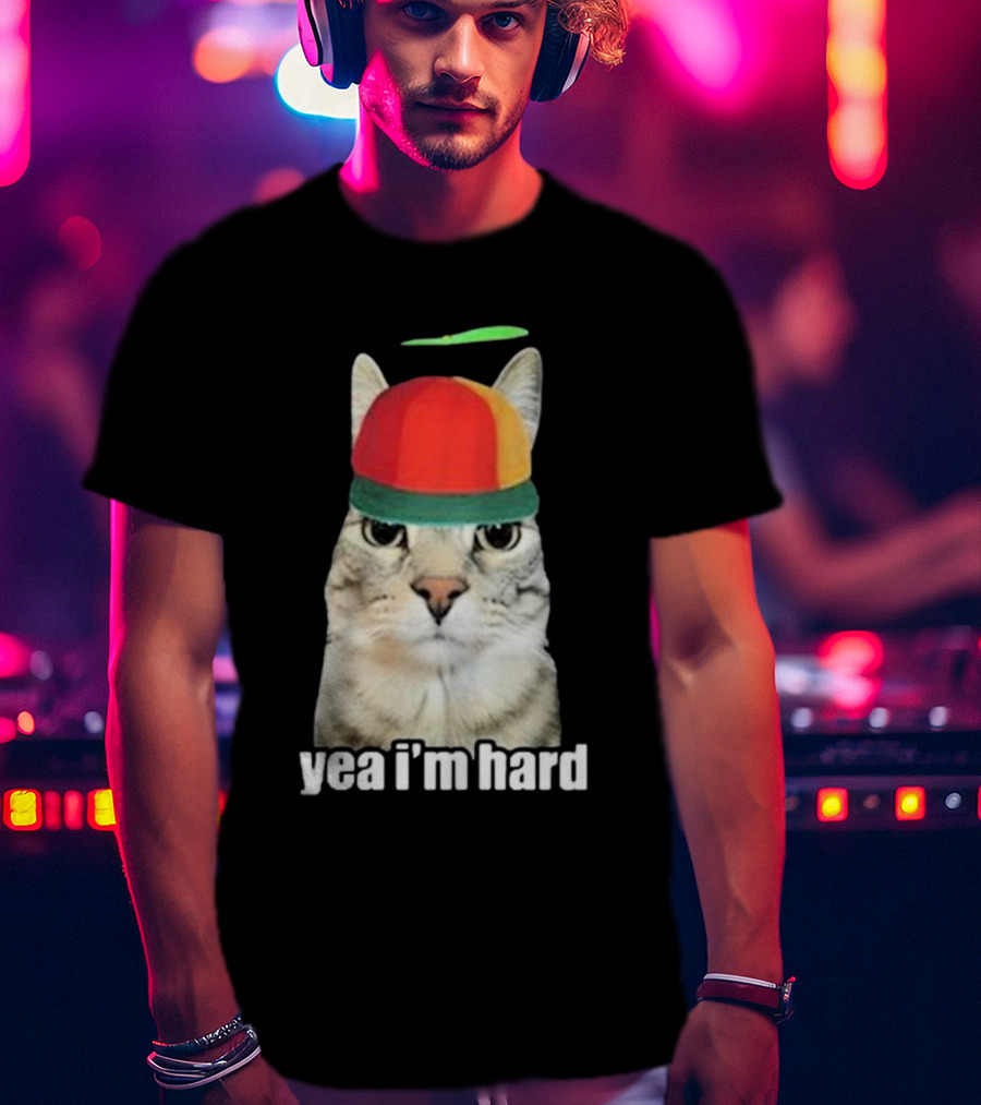 Yea I'm Hard Cat In Propeller Hat T-Shirt