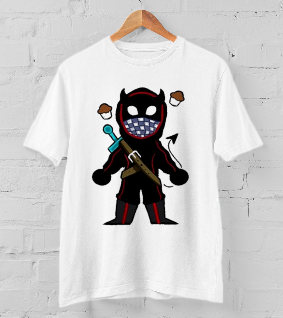 Coryxkenshin Badboyhalo Cute Cartoon Character With Sword And Muffins T-Shirt