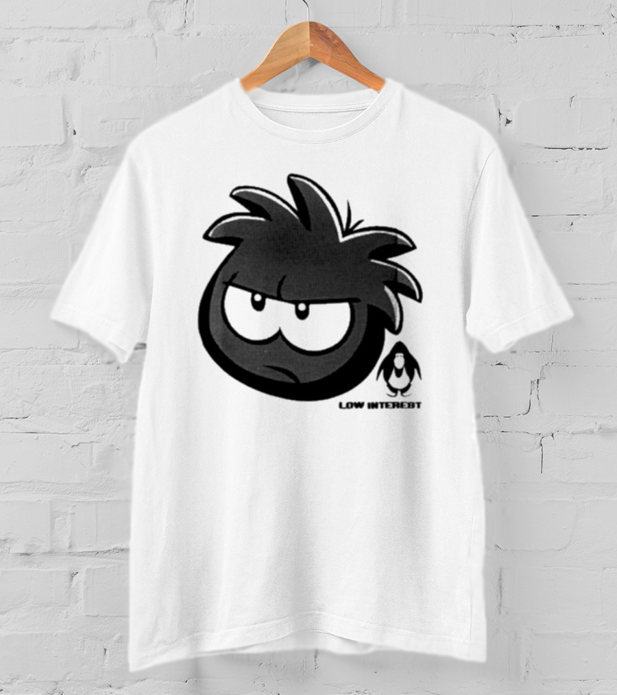 Low Interest Puffle Grumpy Face With Penguin T-Shirt