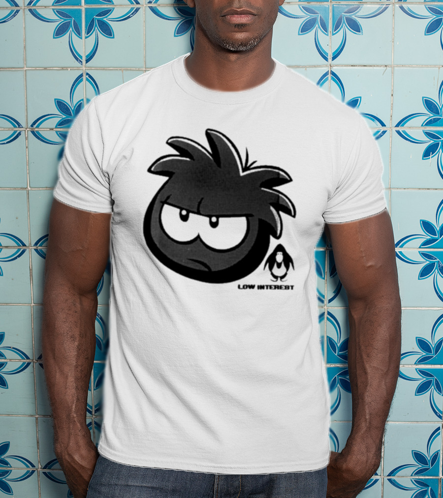 Low Interest Puffle Grumpy Face With Penguin T-Shirt