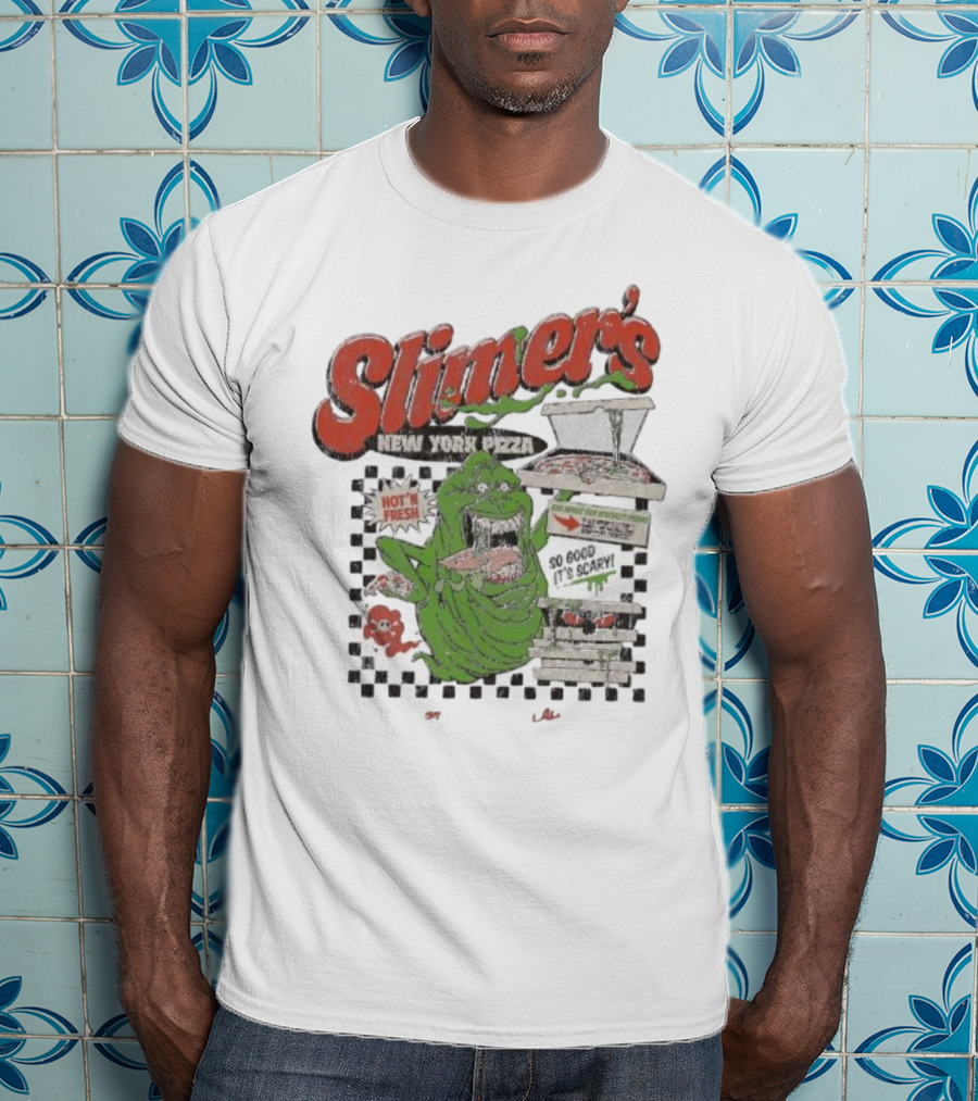 Slimer's New York Pizza Hot Fresh Delivery So Good It's Scary T-Shirt