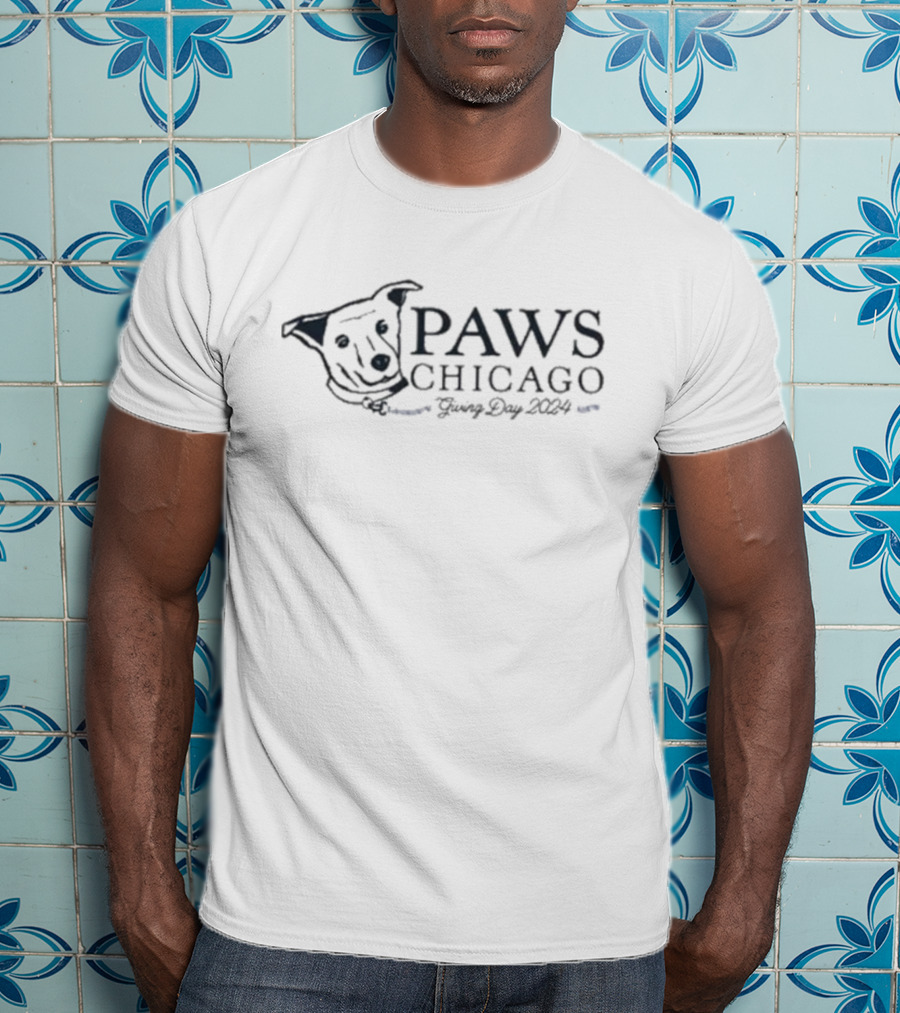 PAWS Chicago Stella Blue Coffee Giving Day T-Shirt