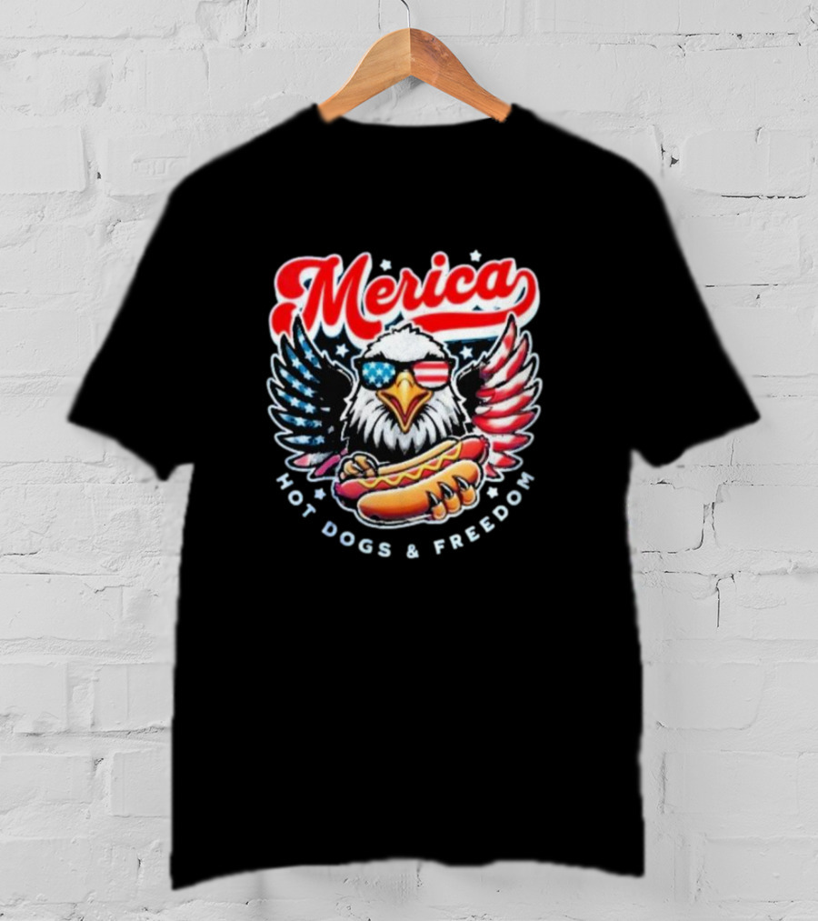 Merica American Eagle With Hot Dogs And Freedom T-Shirt