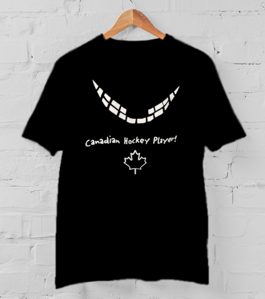 Canadian Hockey Player Smile Maple Leaf T-Shirt