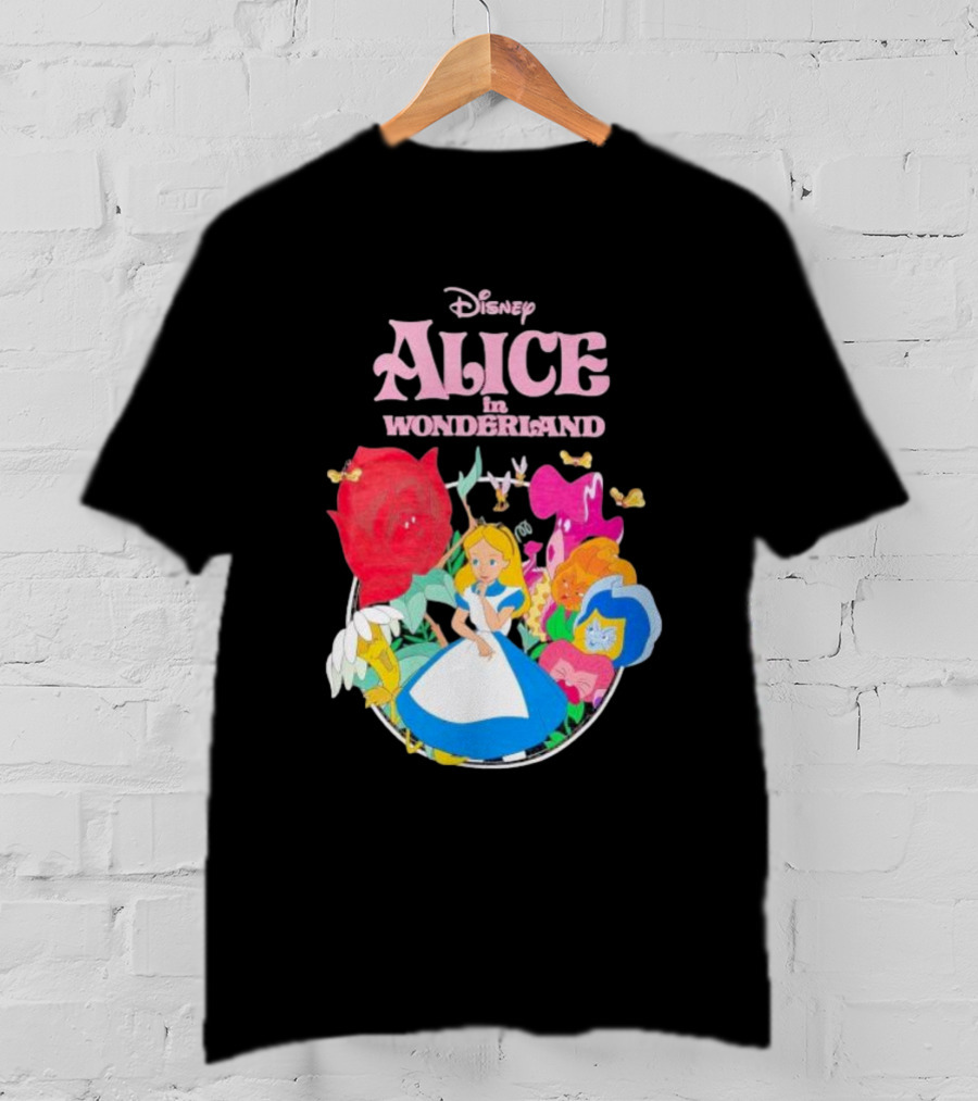 Disney Alice In Wonderland Flowers And Characters Classic T-Shirt