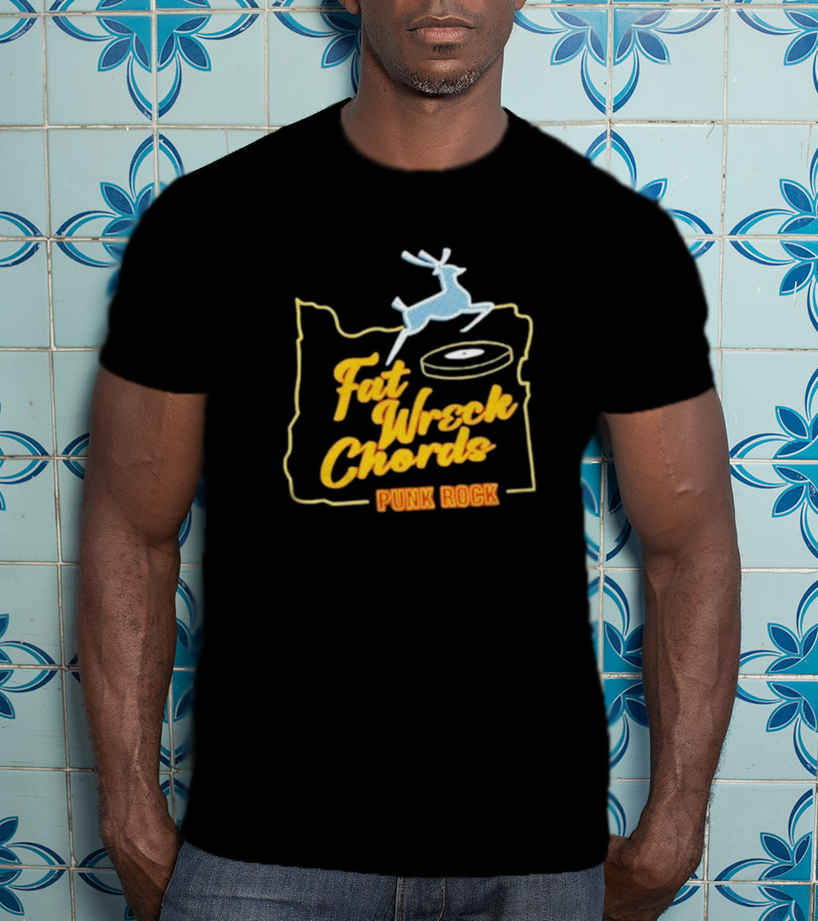 Fat Wreck Chords Punk Rock Record Retro Style Deer Outline T-Shirt