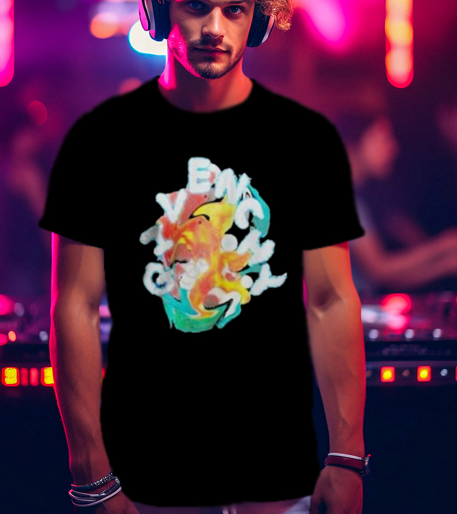 Louis Tomlinson Givenchy Psychedelic Oversized Top Colorful Swirl Text T-Shirt